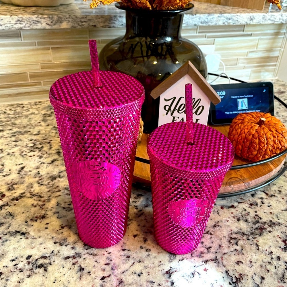 NWT Starbucks Holiday 2022 Pink Stud Bling Tumbler Cold Cups
